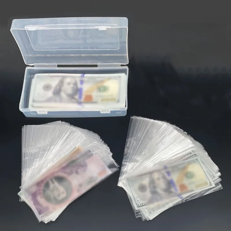 1set Paper Money Album Banknote Case 100pcs PP Storage Bag Collection Box Display Holder Plastic Box with Storage Bags