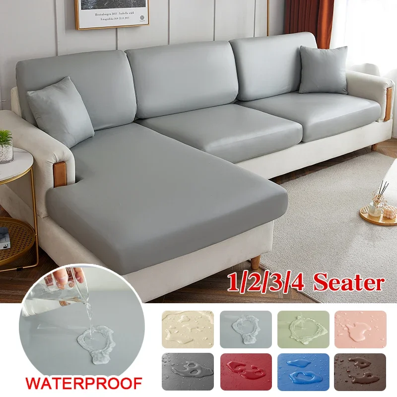 Waterproof PU Elastic Sofa Seat Covers Loveseat Sofa Furniture Protector Slip Cover for Settee Seater Replacement Living Room