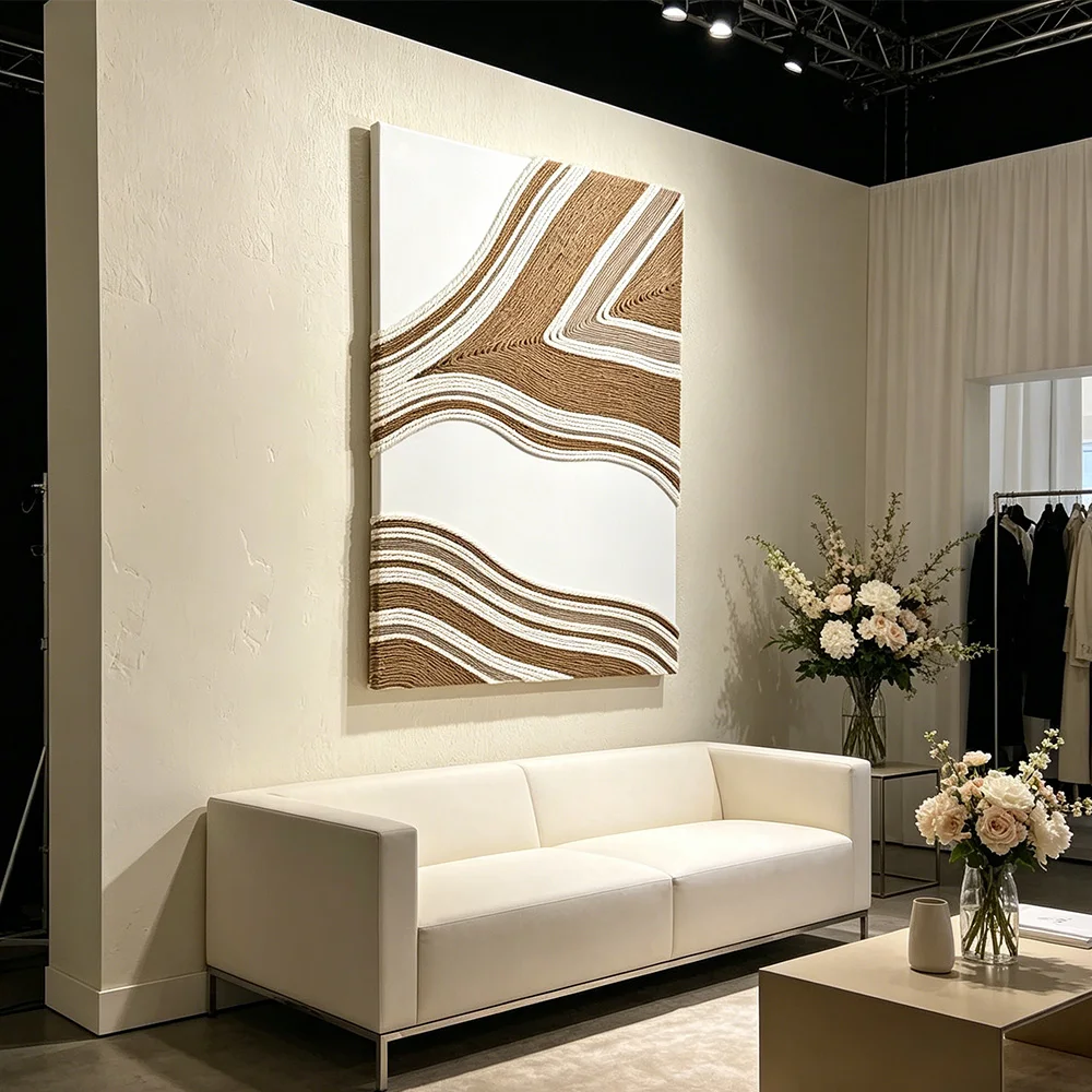 tt& Modern Minimalist Living Room Wavy Textured  Handweaving Wall Fiber Art for Wabi Sabi and Contemporary Luxury Spaces~*