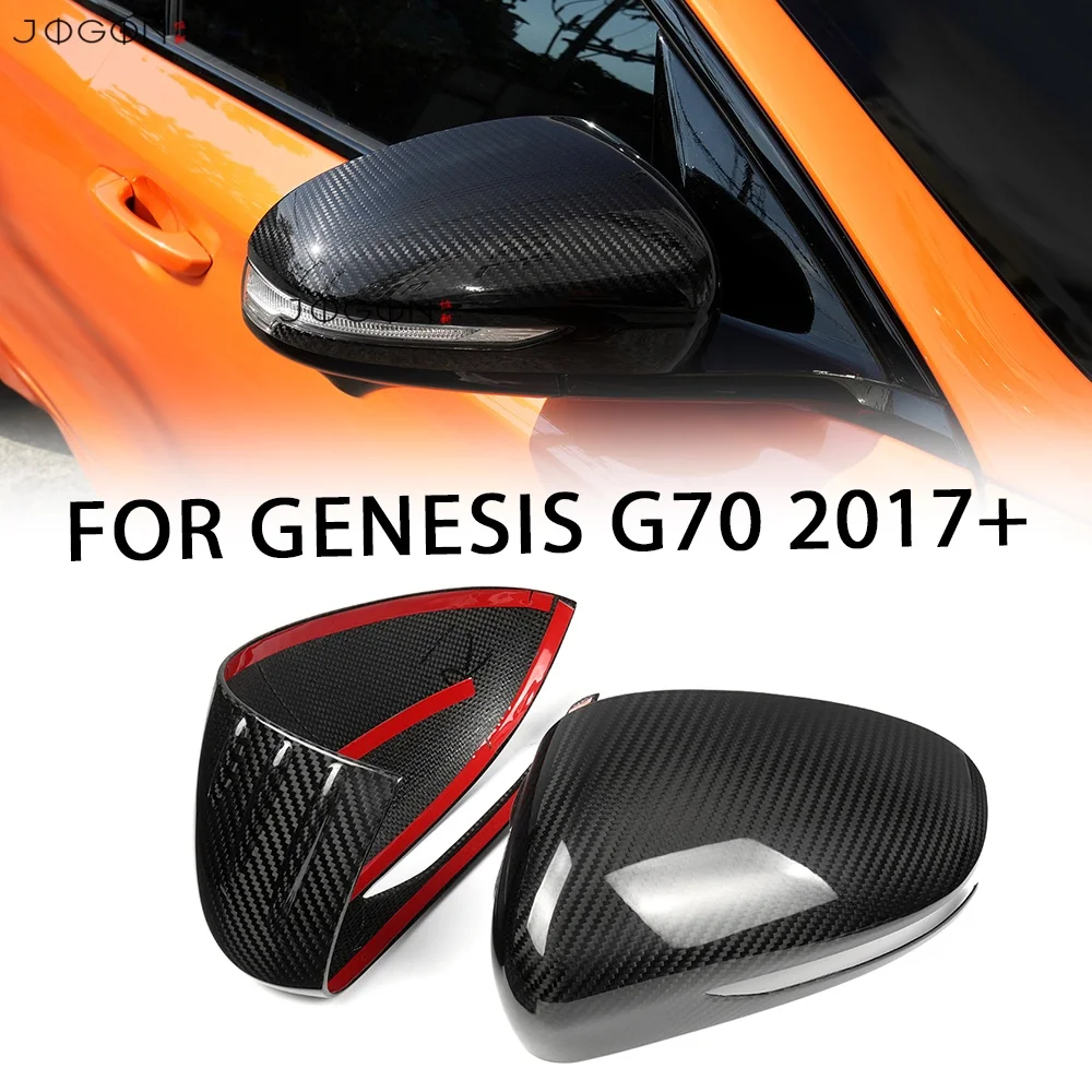 JOGON Automotive Outer Mirror Cap Protection Rearview Mirror Housing For Genesis G70 IK Real Carbon Fiber Exterior Accessories