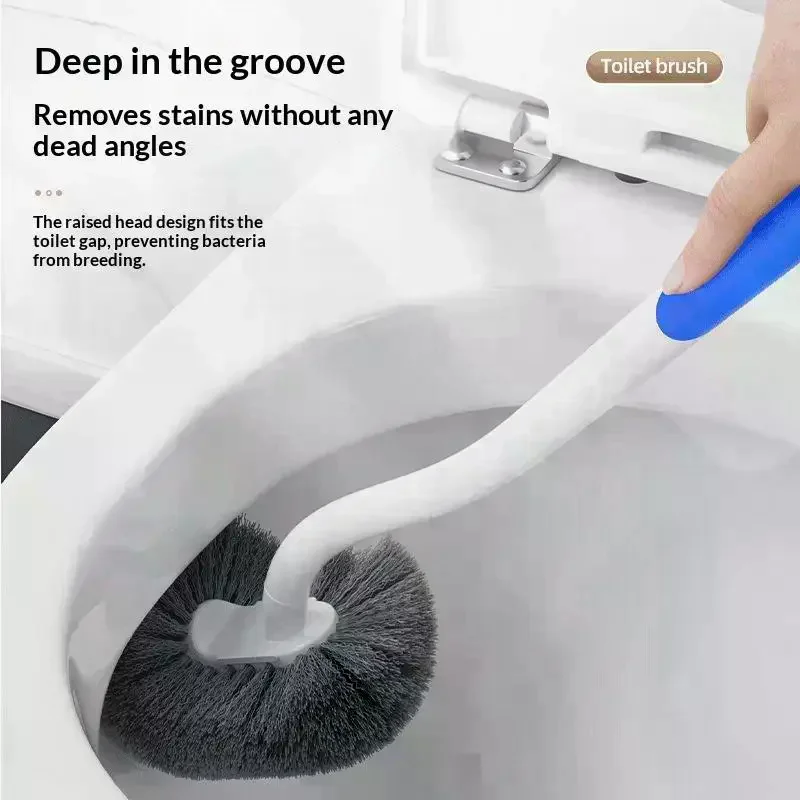 Wall-mounted S-type Toilet Brush No Dead Corners Long Handle Corner  Brush Soft Hair Squatting Toilet Cleaning Brush