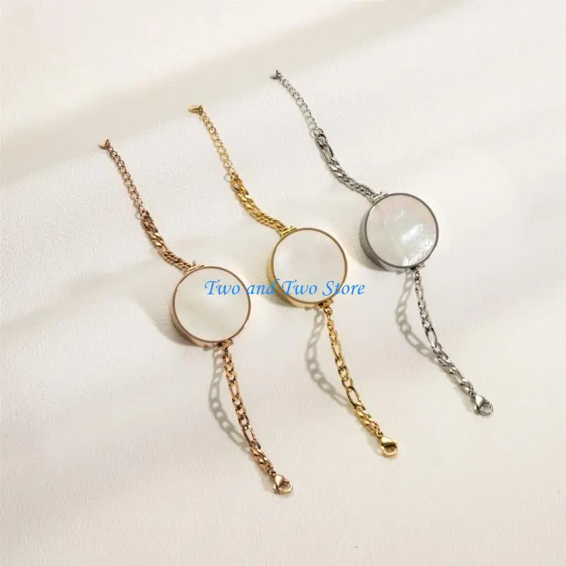 HX6F Professional Office Lipstick Bracelet Shell Design Stainless Steel Hand Chain for Business Women On The Go