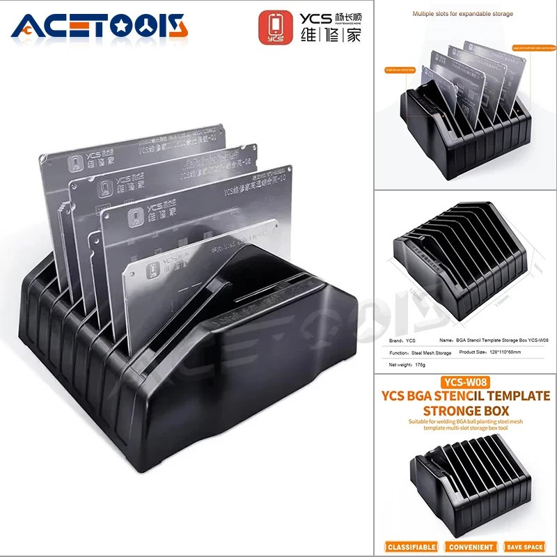 

YCS-W08 BGA Ball Planting Steel Mesh Classification Storage Box for Mobile Phone CPU Chip Repair Steel Mesh Storage Box Tools