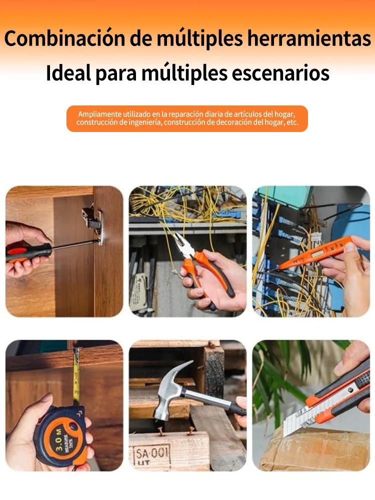 مجموعة أدوات Iruibo مكونة من 17 قطعة باللون الأسود، طقم إصلاح منزلي مع كماشة ومفكات براغي وشريط قياس ومطرقة، صندوق فولاذي كربوني محمول