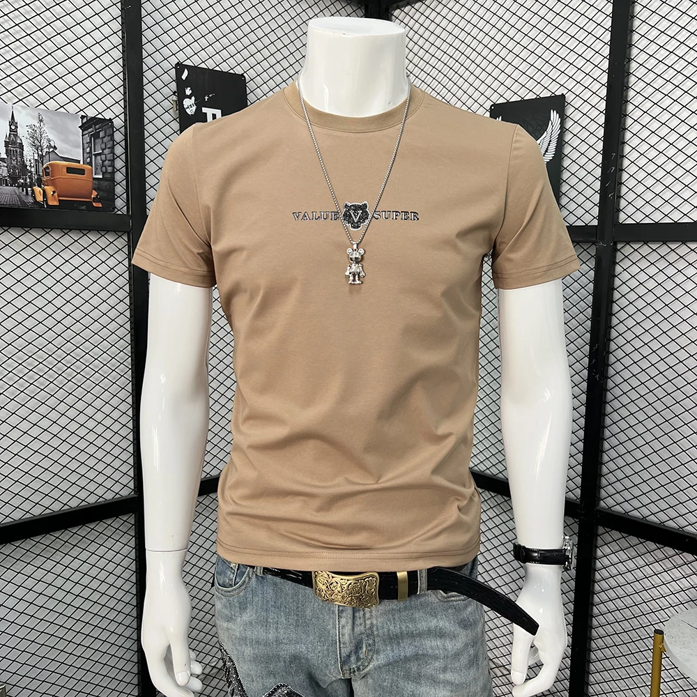 

Summer New Men’s T-shirt Simple V Letter Tiger Design Luxury Male Tees Round Neck Leisure Daily Tops Plus Size M-7xl Clothing