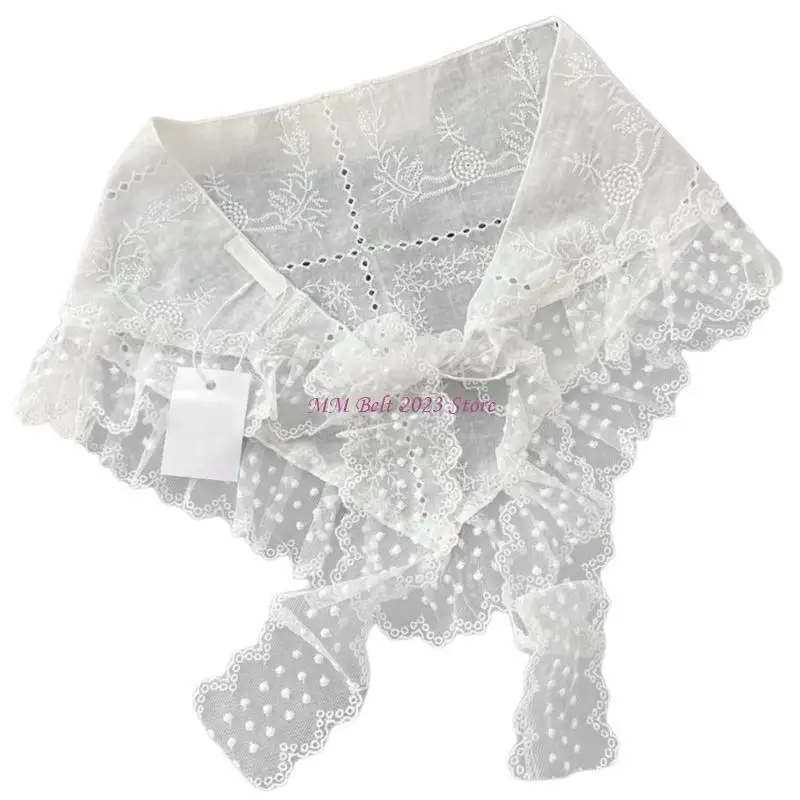 49me 여자 넥타이 사이드 프릴 미니 앞치마 스커트 레이스 커버 업 삼각형 사롱 랩 스카프