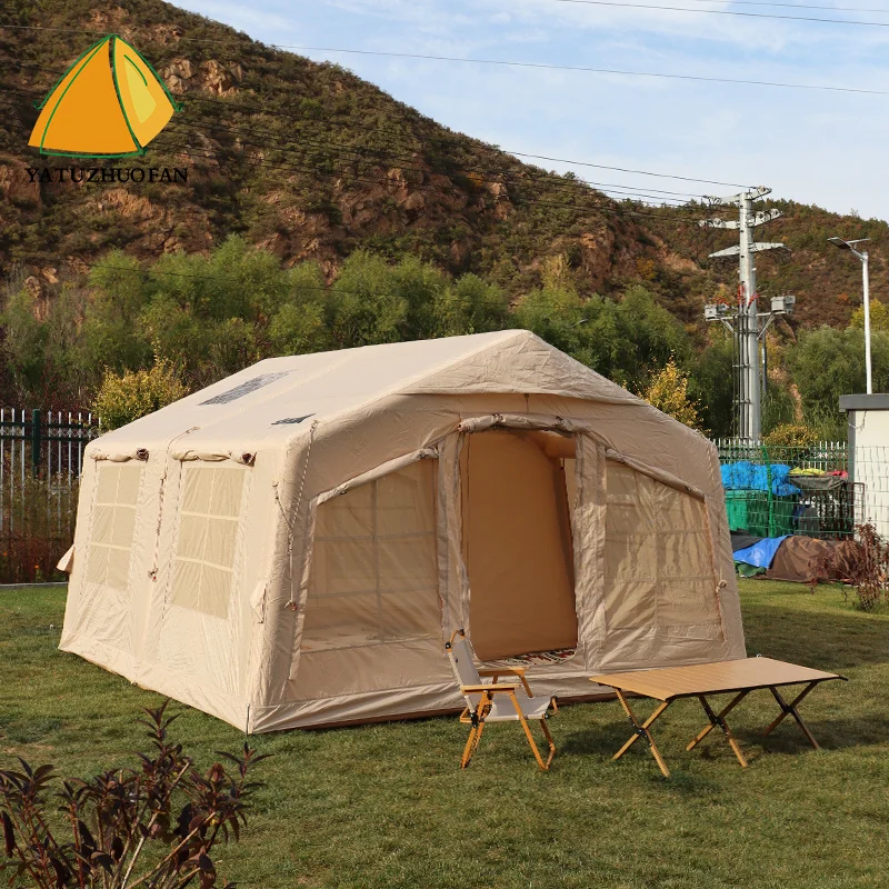 Customized Factory Cheap Large 12.96 Square Portable Outdoor Camping Waterproof Canvas or Oxford Family Inflatable Tent