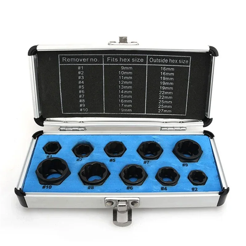 

Новинка 2023 года, инструмент 220 В, набор из 10 предметов, экстрактор сломанной гайки, противозубчатая втулка, шестиугольный винт для извлечения ржавой сломанной проволоки