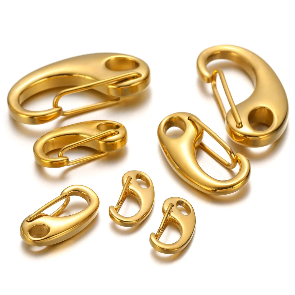 5pcs Stainless Steel D-shaped Gold Plated Lobster Clasps Hooks Connectors Necklace for DIY Jewelry Making Supplies