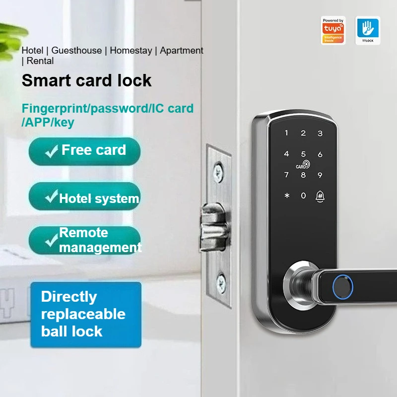 Kein Bohren Tuya Smart Lock Fingerabdruck Passwort Code Multi Entsperren Ersetzen Ball Lock Hotel Uniform Room Management TT Lock