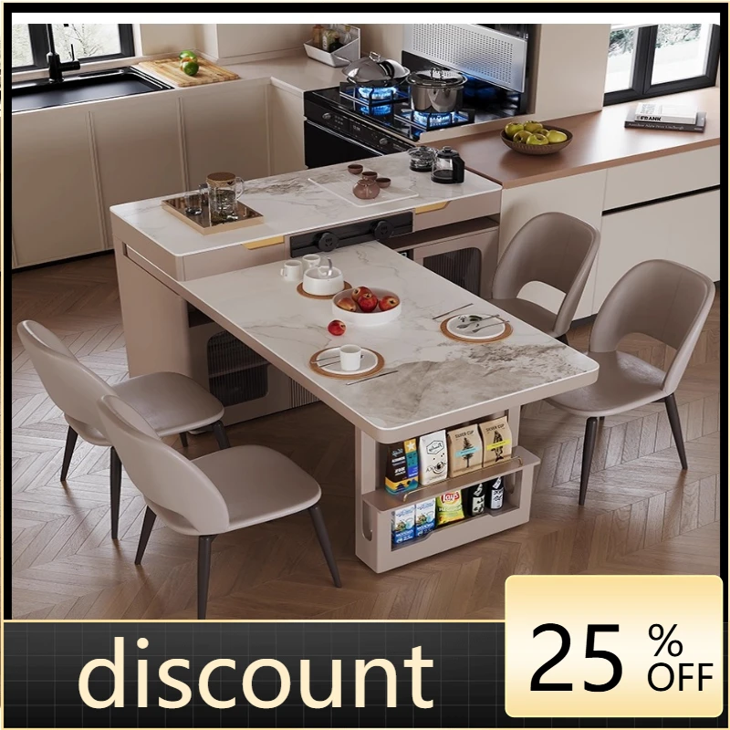 LMM rock slab island dining table integrated kitchen household rotary telescopic multi-function