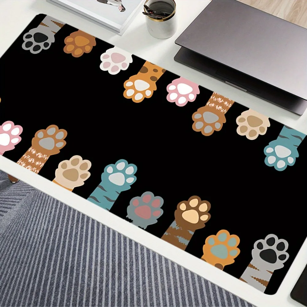 

Extra Large Cat Paw Print Mouse Pad - Rubber Gaming Desk Mat with Non-Slip Base for Laptop and Computer Office Use, 1PC