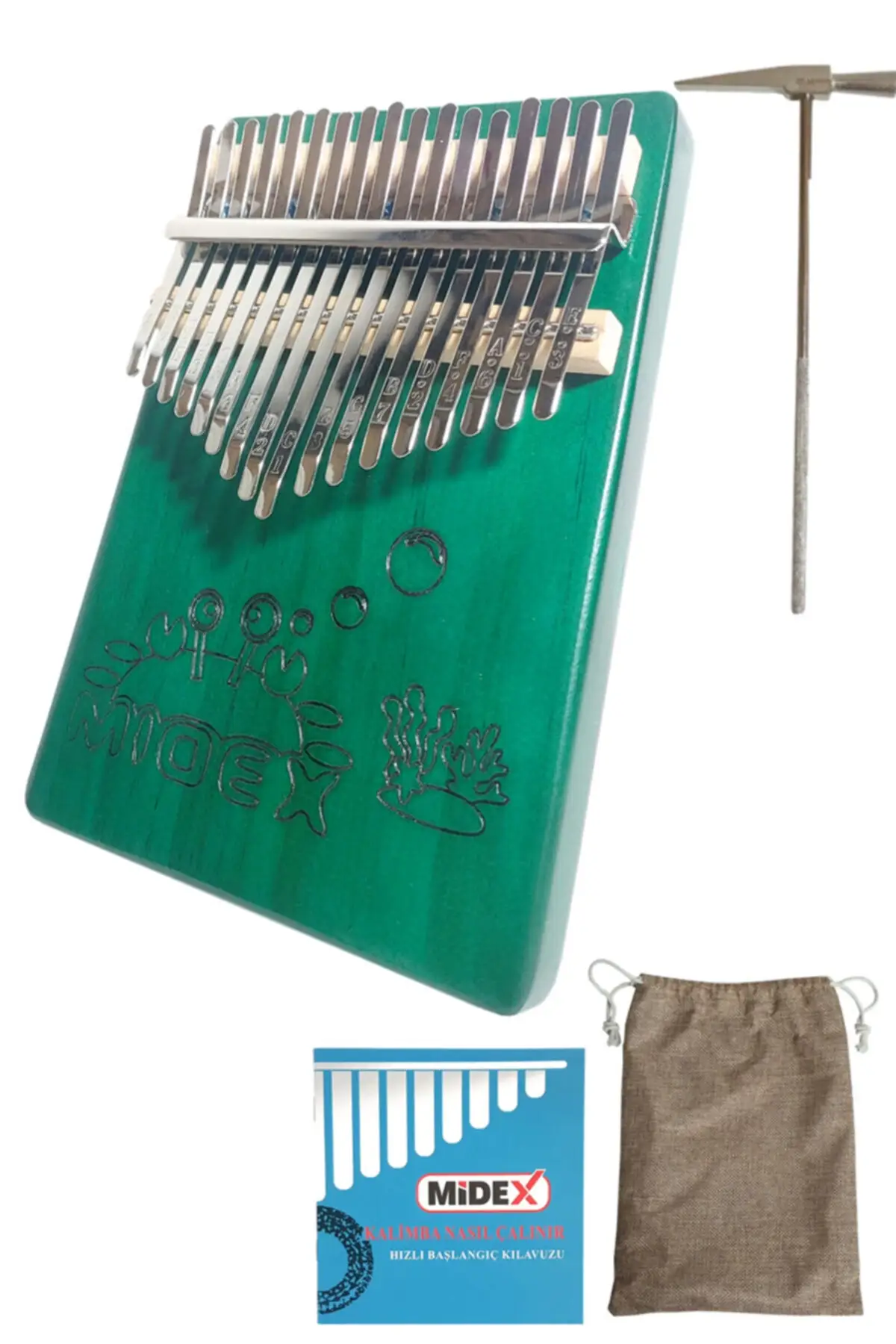 KLX455 Genuine Tree Green Kalimba 17 Key (Method Bag Hammer)