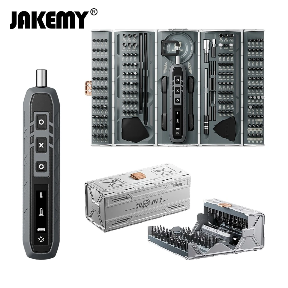 JAKEMY 3.7V 3 Speed Electric Screwdriver Kit Mini Container