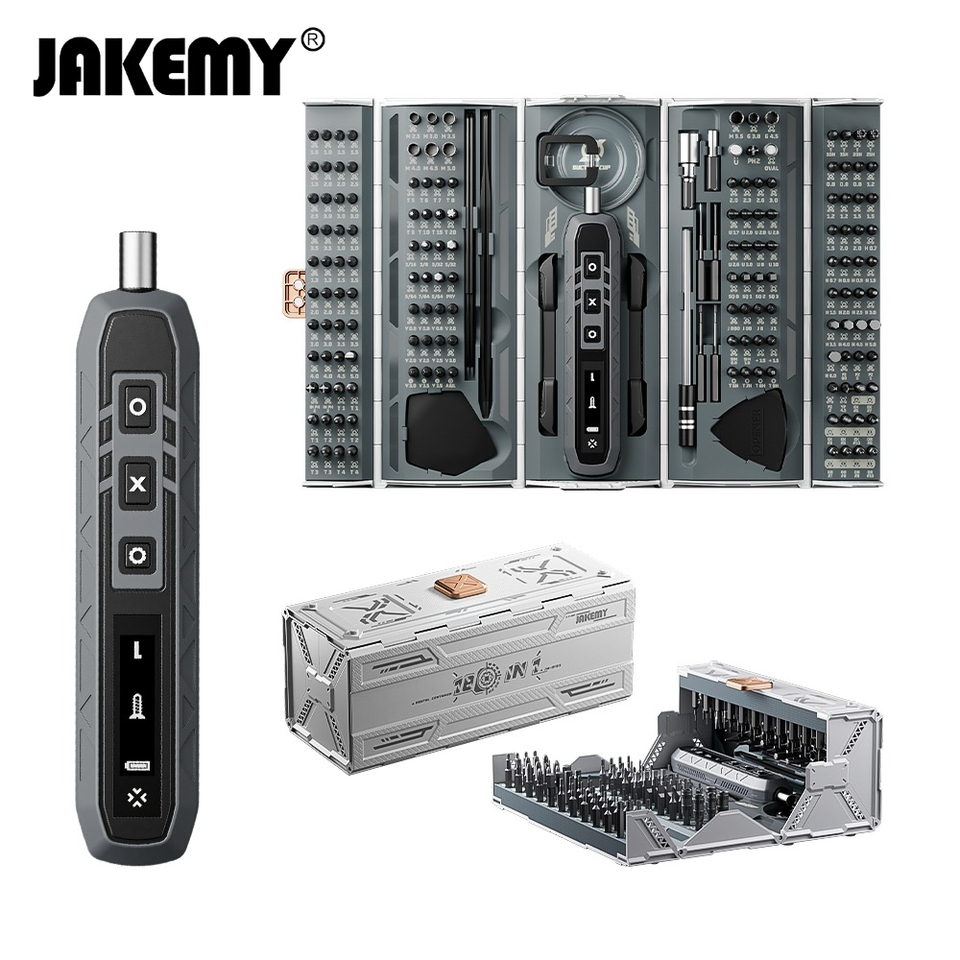  JAKEMY 3.7V 3 Speed Electric Screwdriver Kit Mini Container Multifunctional 500mAh Battery Multi-bit Portable Utility for DIY 