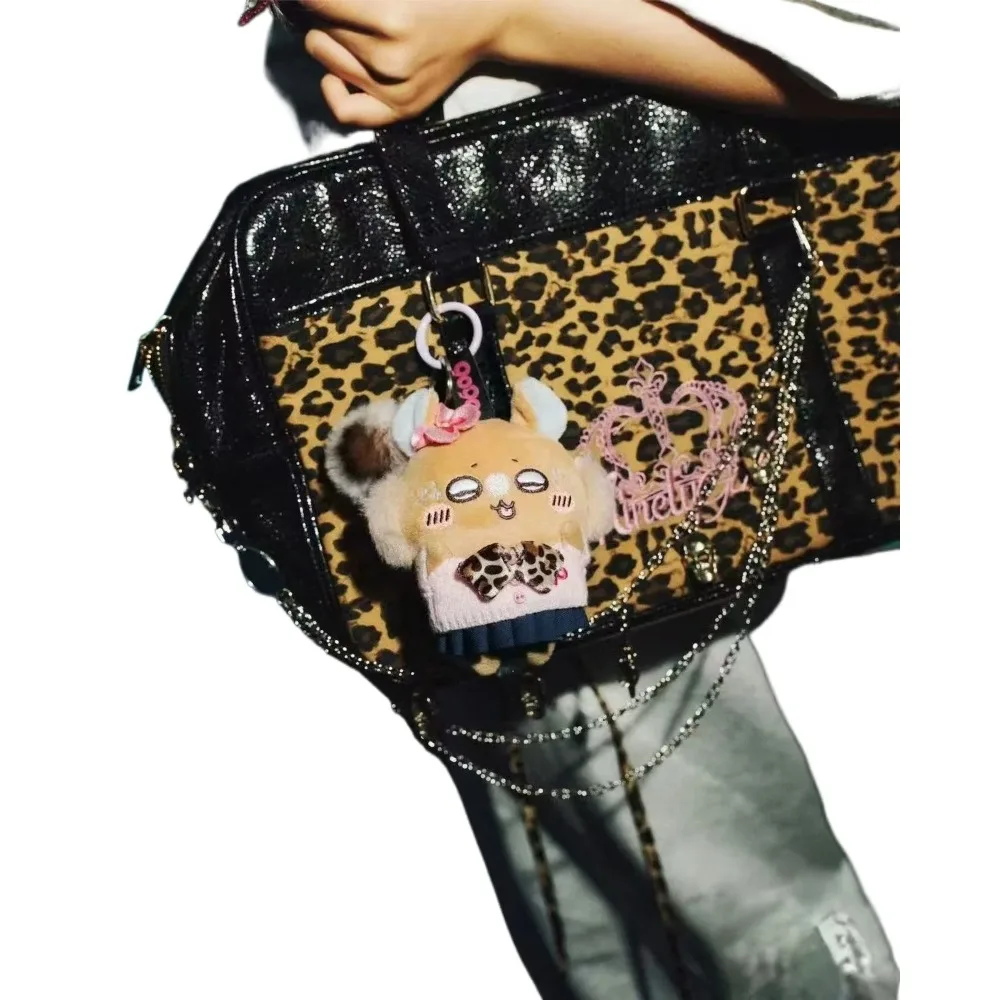 JIYI Usagi Momonga Plüsch-Schlüsselanhänger mit Leopardenmuster im Gal-Stil, Stofftier-Taschenanhänger, Wild Fashion Charakterpuppe, Geschenk 9090 Collab