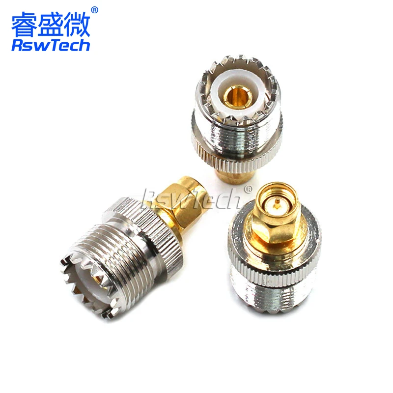 SMA-UHF Female and Male to Male RF Coaxial Adapter for Walkie Talkie All Copper Connector Test