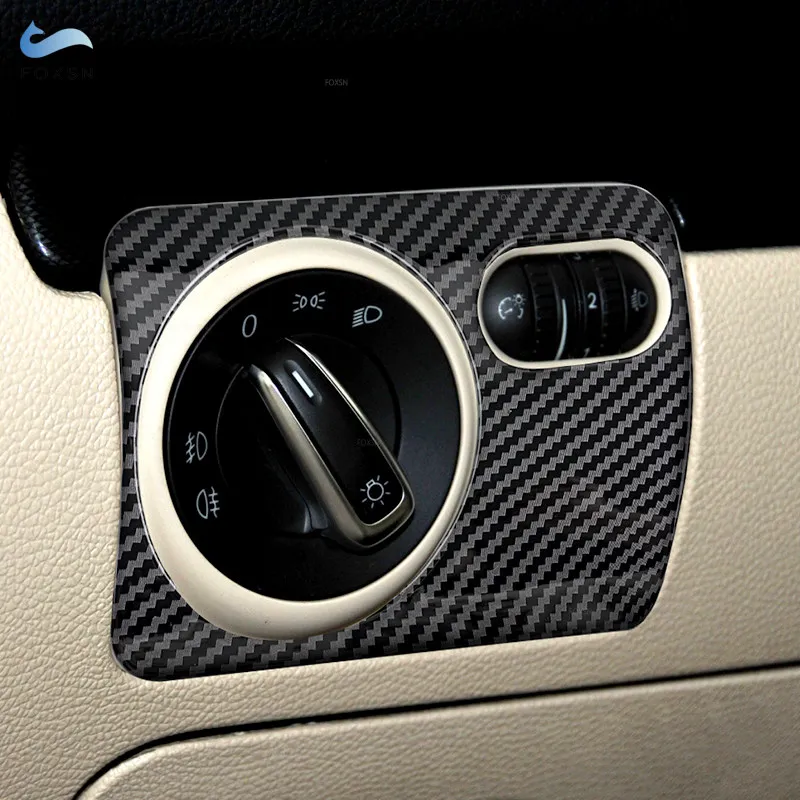 

Car Interior Headlight Switch Frame Cover Decoration Sticker For VW Golf 6 MK6 GTI 2008-2013 ABS Carbon Fiber Trim Accessories