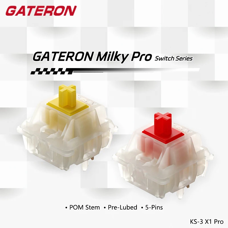 Przełączniki Gateron Milky Pro Milky Yellow Pro Red Linear Pre Lubed Switch SMD RGB Mx Stem Switch do klawiatury mechanicznej 5pin POM