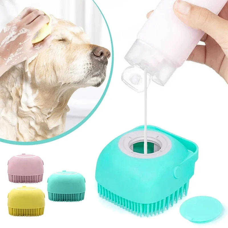 Zachte Siliconen Hondenborstel Pet Shampoo Massager Badborstel Badkamer Puppycat Wassen Massage Dispenser Trimmer Douchestorp