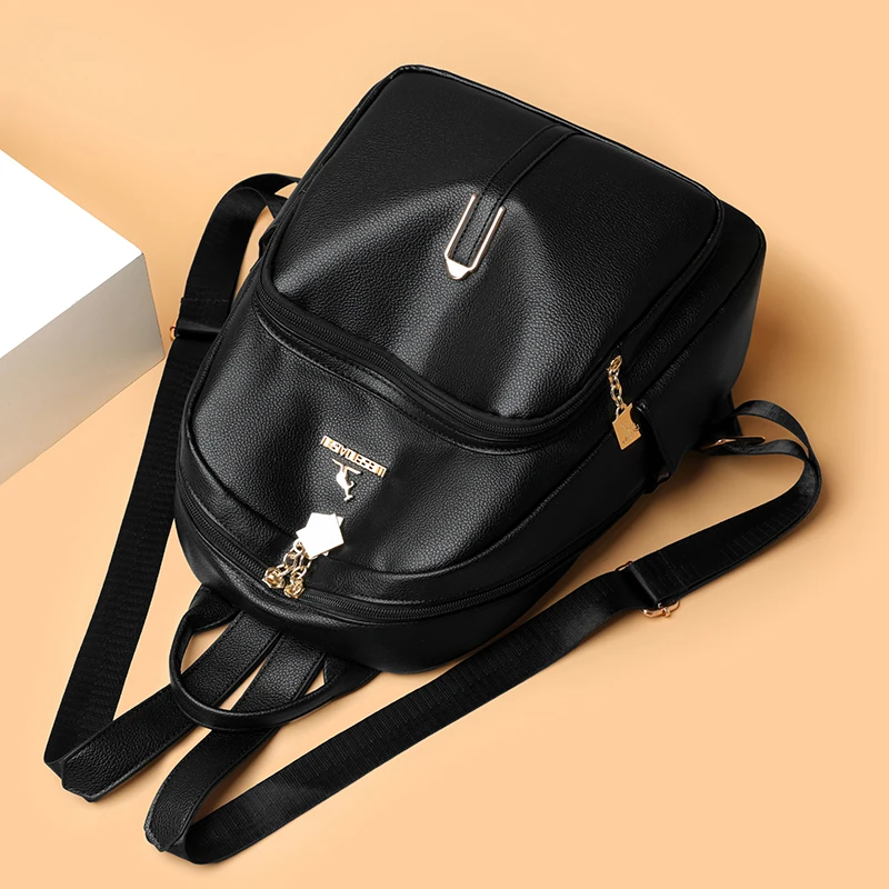 

High Quality PU Leather Backpacks Girl Luxury Designer Knapsack High Quality Women Backpack Large Capacity Travel SchoolBag Sac