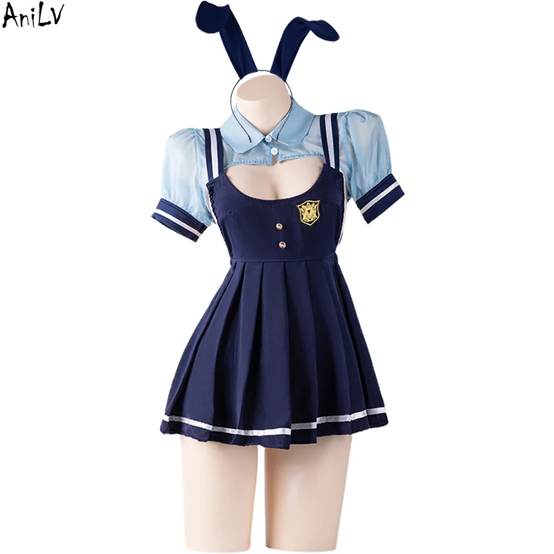 

AniLV Anime Movies Chief Rabbit Officer Uniform Cosplay Women Bunny School Uniforms Temperament Lingerie Erotic Clothes Costumes