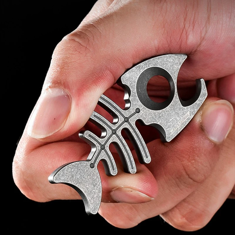 Smart-Titanium Alloy Fish Bone Keychain - Multifunctional Bottle Opener, Portable Necklace Gift For Outdoor Activities