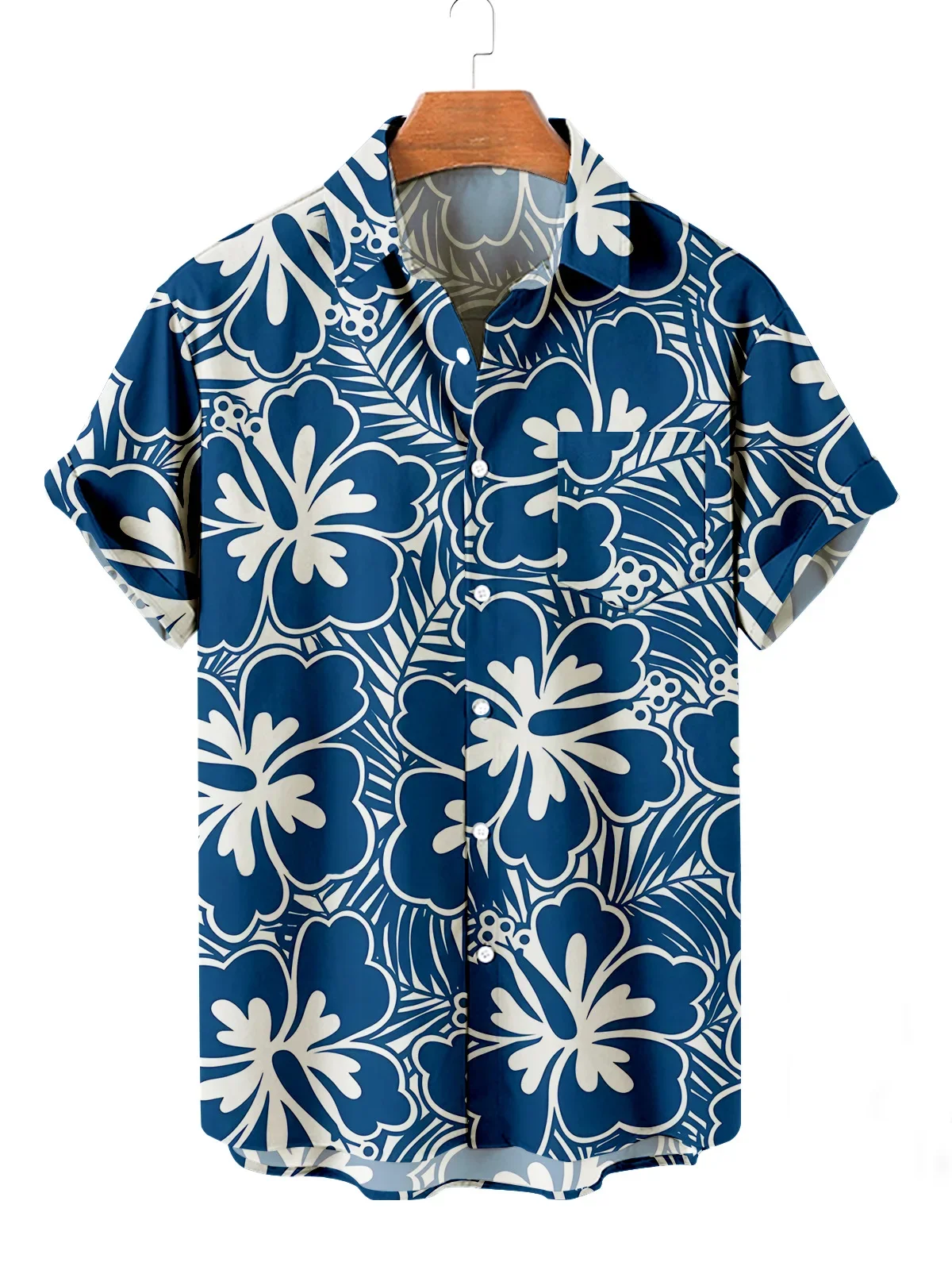 Men's Flower Hawaiian Shirts Casual Vacation Short Sleeved Shirts Collar Button Up Shirts Summer Fashion Steetwear for Mens