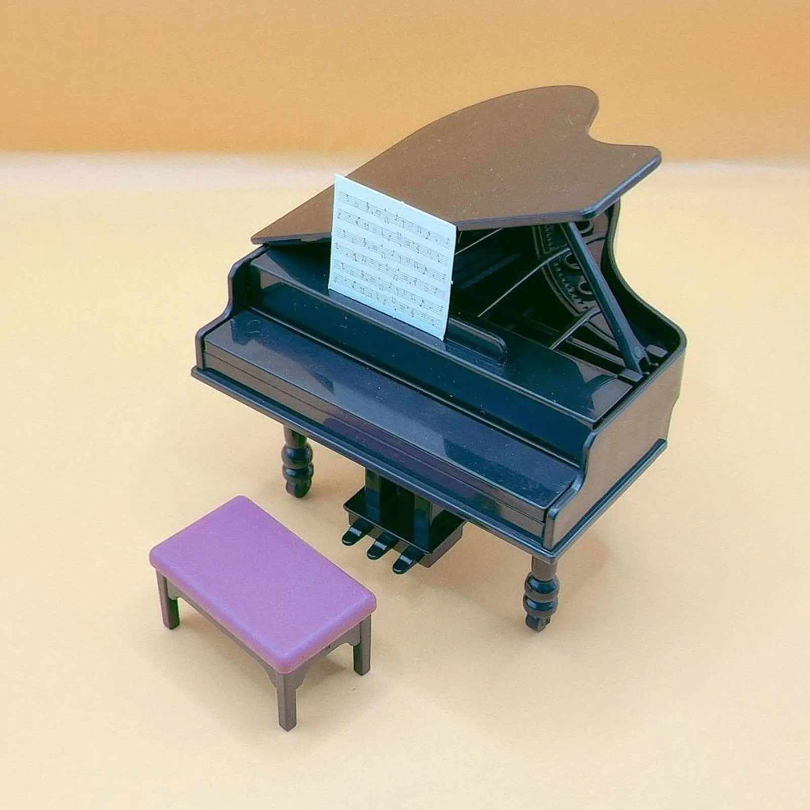 

Dollhouse Piano with Stool Props Tiny Piano Model Elegant Toy Musical Instrument Ornaments for 1/6 1/12 Scale Doll House