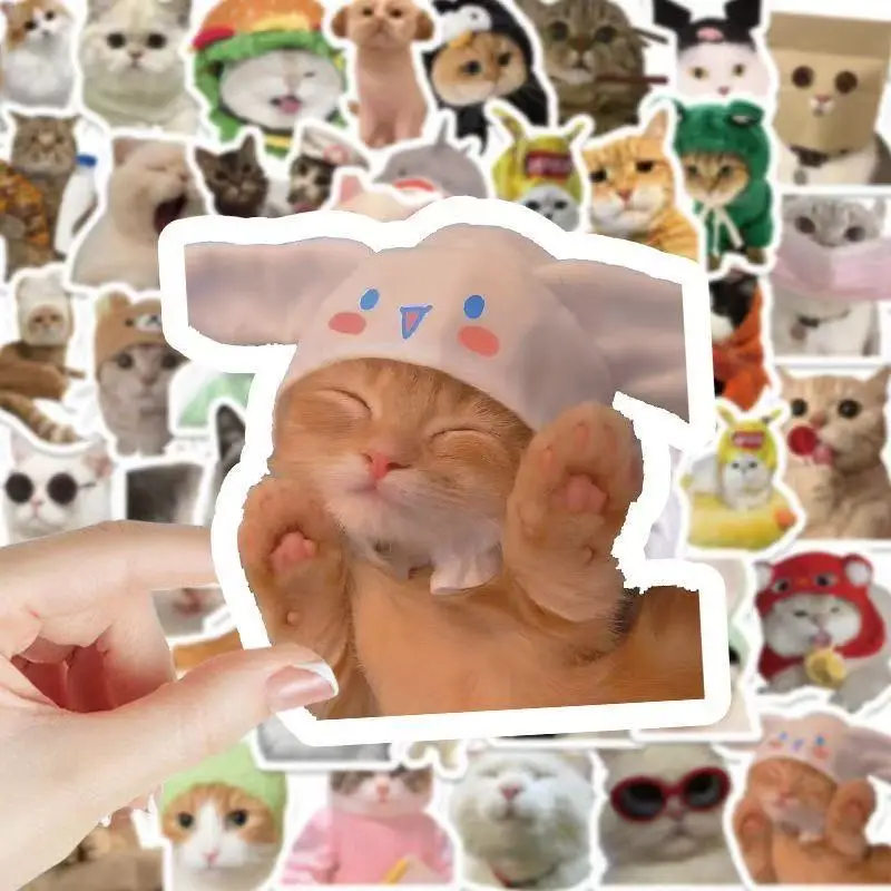 10/100 Buah Stiker Hewan MEME Kucing Lucu Lucu Stiker Kawaii Scrapbooking Notebook Bagasi Laptop Stiker Skateboard