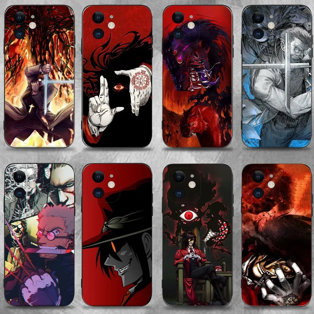 

H-HELLSING Phone Case For iPhone 16,15,14,13,12,11 Plus,Pro Max,XS,X,XR,SE,Mini,8,7,Soft Silicone Black Cover