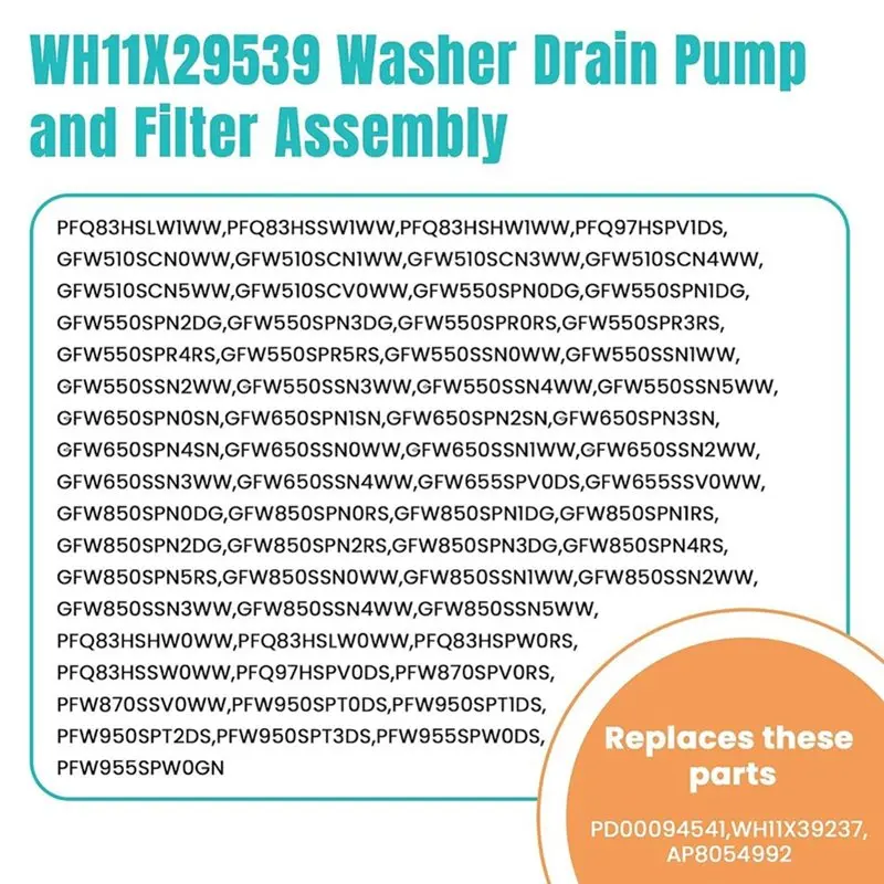 Hot Sale-Drain Pump Filter For GE Front Load Washing Machine- WH11X29539 Replacement Part For Washer