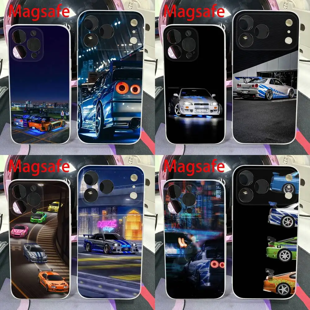 

F-Fasts and F-Furious R34 Phone Case For iPhone 14,16,15,11,13,17,12,Air,Mini,Plus,E,Pro,Max Magnetic Magsafe Frosted Cover