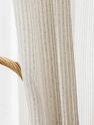 Japanese striped solid color linen minimalist linen gauze curtain