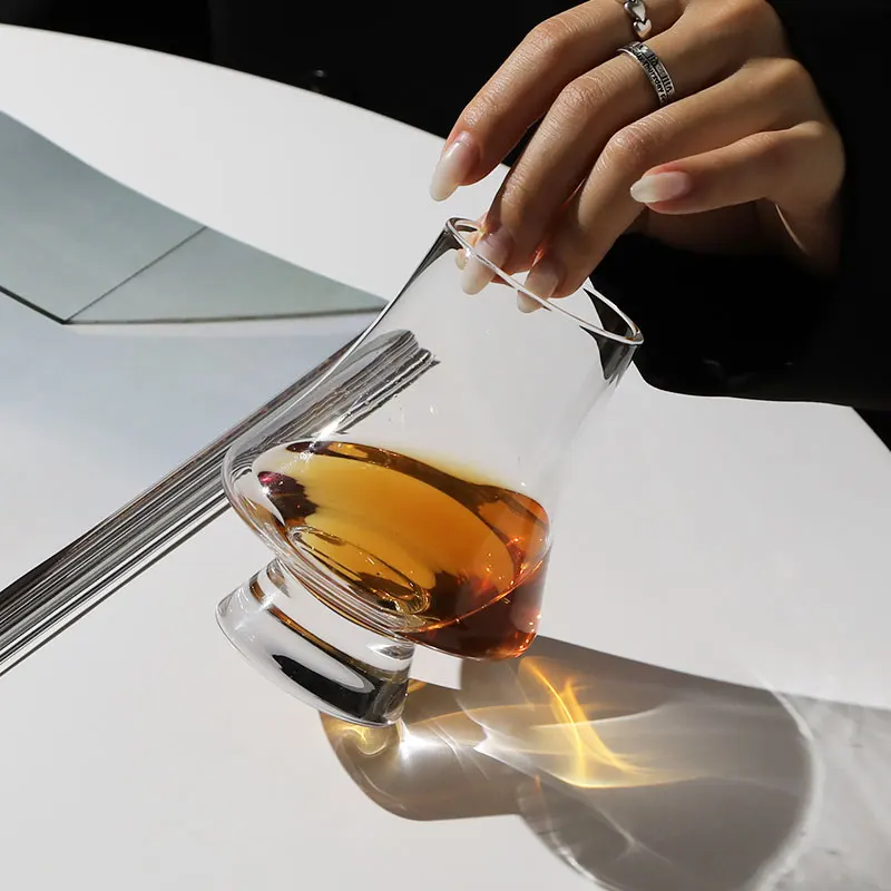 Bourbon Whisky Crystal Glass Snifter Wide Tasting Glasses - Handcrafted - Good for Cognac Brandy Scotch - 9-ounce/260ml
