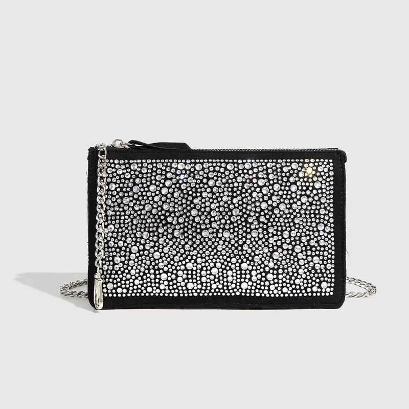 

Fashionable Korean style rivet design hand armpit bag casual full diamond double compartment single shoulder crossbody bag walle