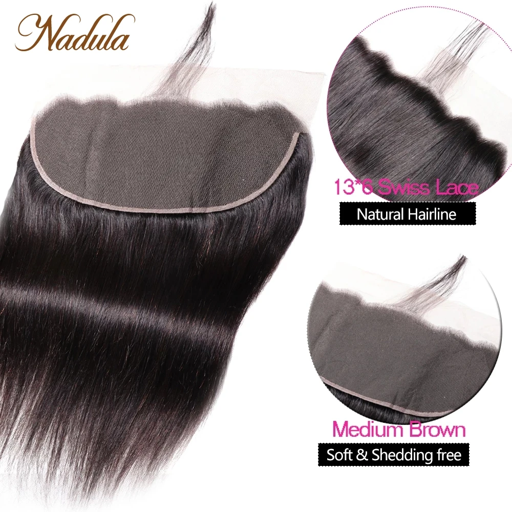 Nadula Hair Lace Frontal Closure with Bundles Straight Hair Bundles With Frontal Brazilian Remy Hair Bundles with Frontal