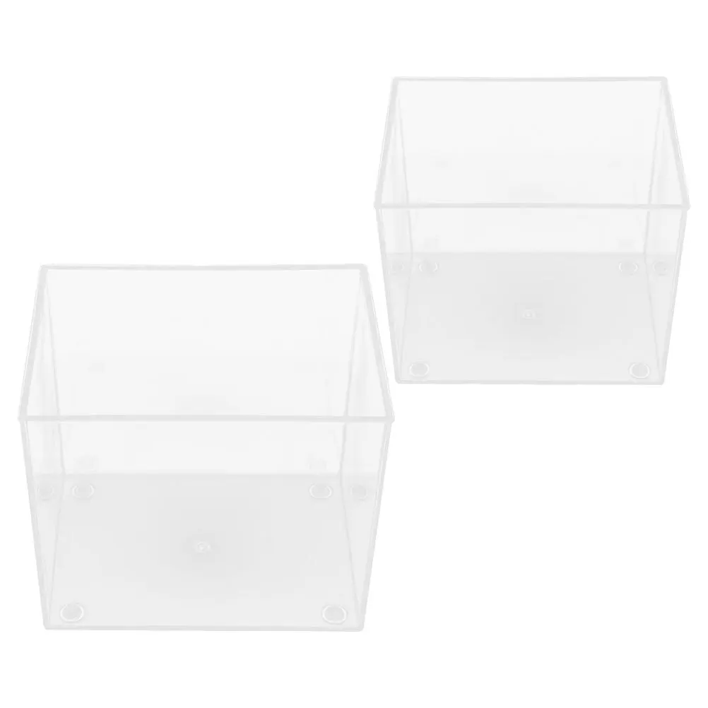 

2Pcs Mini Desktop Betta Fish Tank Clear Plastic Aquarium Open Top Small Tank for Home Office Decor Fish Box for Aquarium