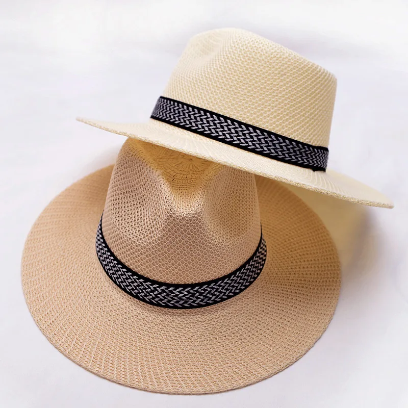 

Men's Summer Sun Hat Traditional Woven Style Breathable Mesh Wide Brim Sun Protection Polyester Size 56-58cm