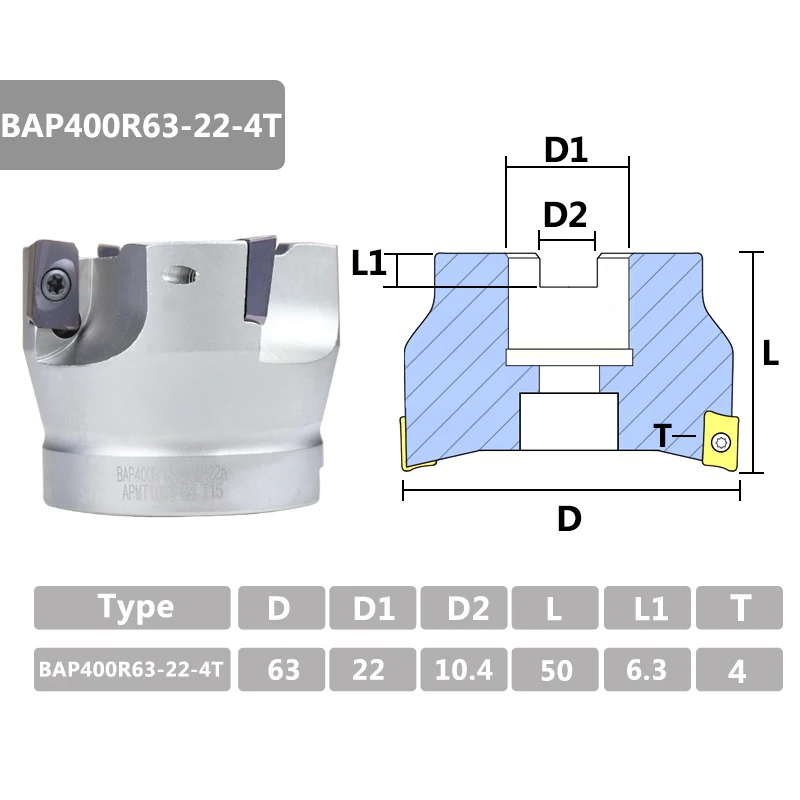XCAN Milling Cutter BAP400 R100 R63 Face Mill Cutter with Carbide Insert APMT1604 CNC Mill Lathe Tool