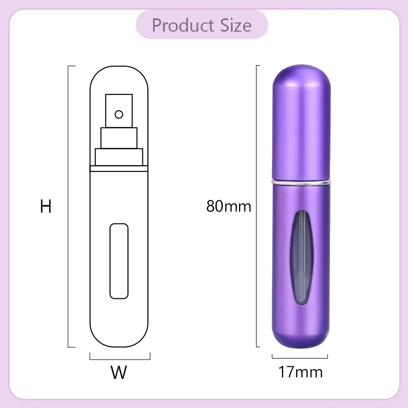 Portátil Mini Atomizador De Perfume Recarregável, Garrafa De Perfume De Alumínio, Frasco De Spray De Perfume, Viagem Parfume, 5 ml, 8ml