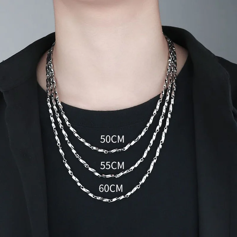 New Trendy Hip Hop 3mm Mobius Stainless Steel Chain ClavicleNecklace For Men Women Jewelry Accessories 50/55/60CM Long Chains