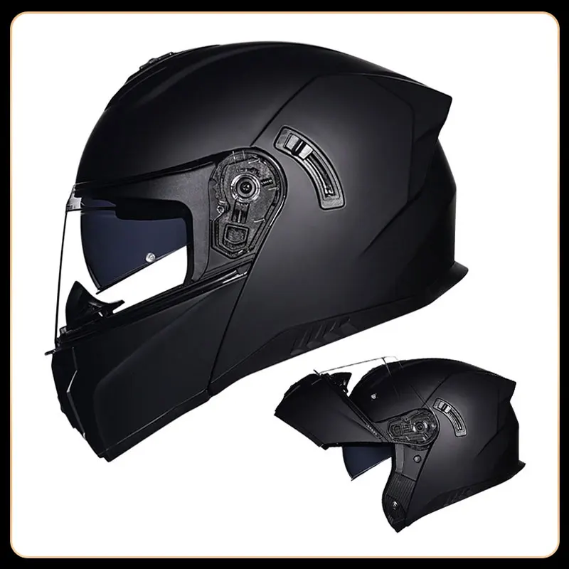 Casque intégral de moto modulable avec double lentille, casque de sport de vélo de route, double visière, noir, ABS, meilleur savoir