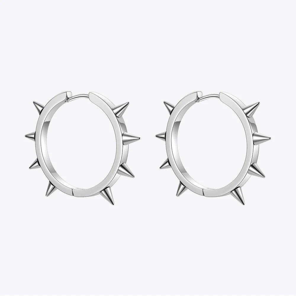 ENFASHION Spike Hoop Shape Earring Stainless Steel Silver Color Hoop Earrings Pendientes Mujer Fashion Jewelry Party E221368