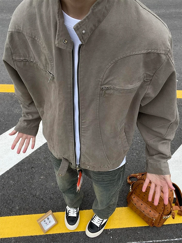 

Cleanfit ort Huntley Men's Jaet Winter Waed Canvas Collarl Workwear Cotton Jaet Trendy Loose Fit Youth Faion