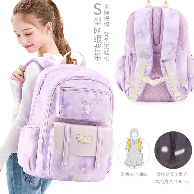 Kuromi Anime Kawaii Sanrio Ins Fashion Children Storage Book Schoolbag Cute My Melody Large Capacity Shoulder Backpack Kids Gift