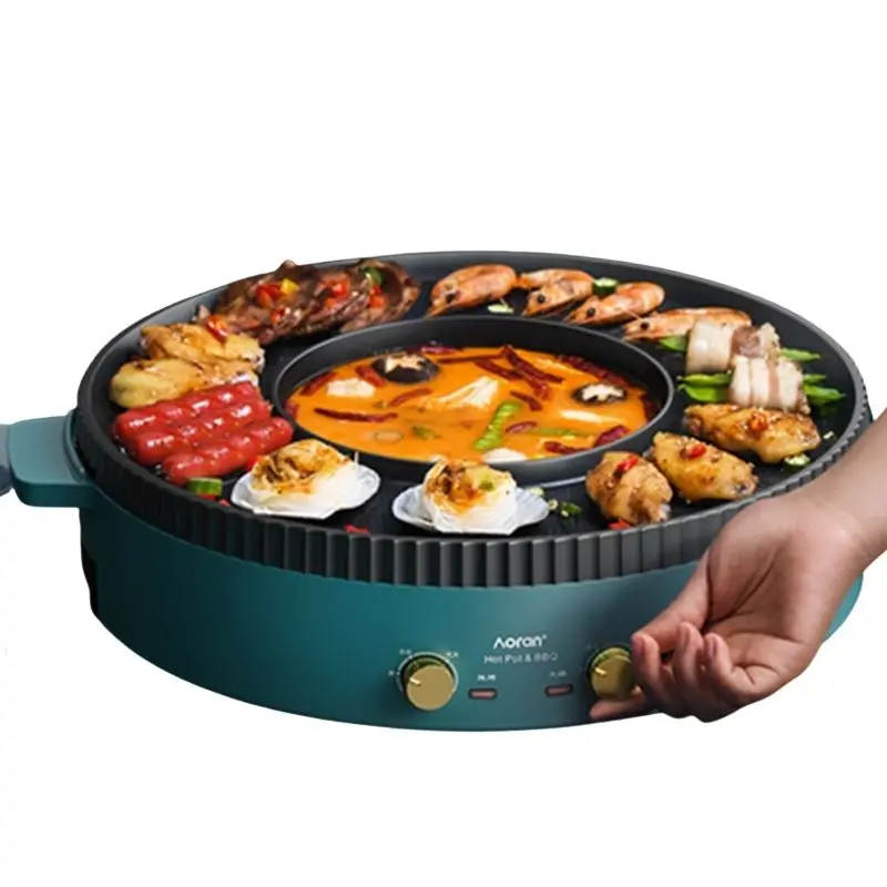 

Dish Barbecue Hot Pot Bbq Electric Divided Multifunction Chinese Hot Pot Mix Instant Noodle Thickened Fondue Chinoise Cookware