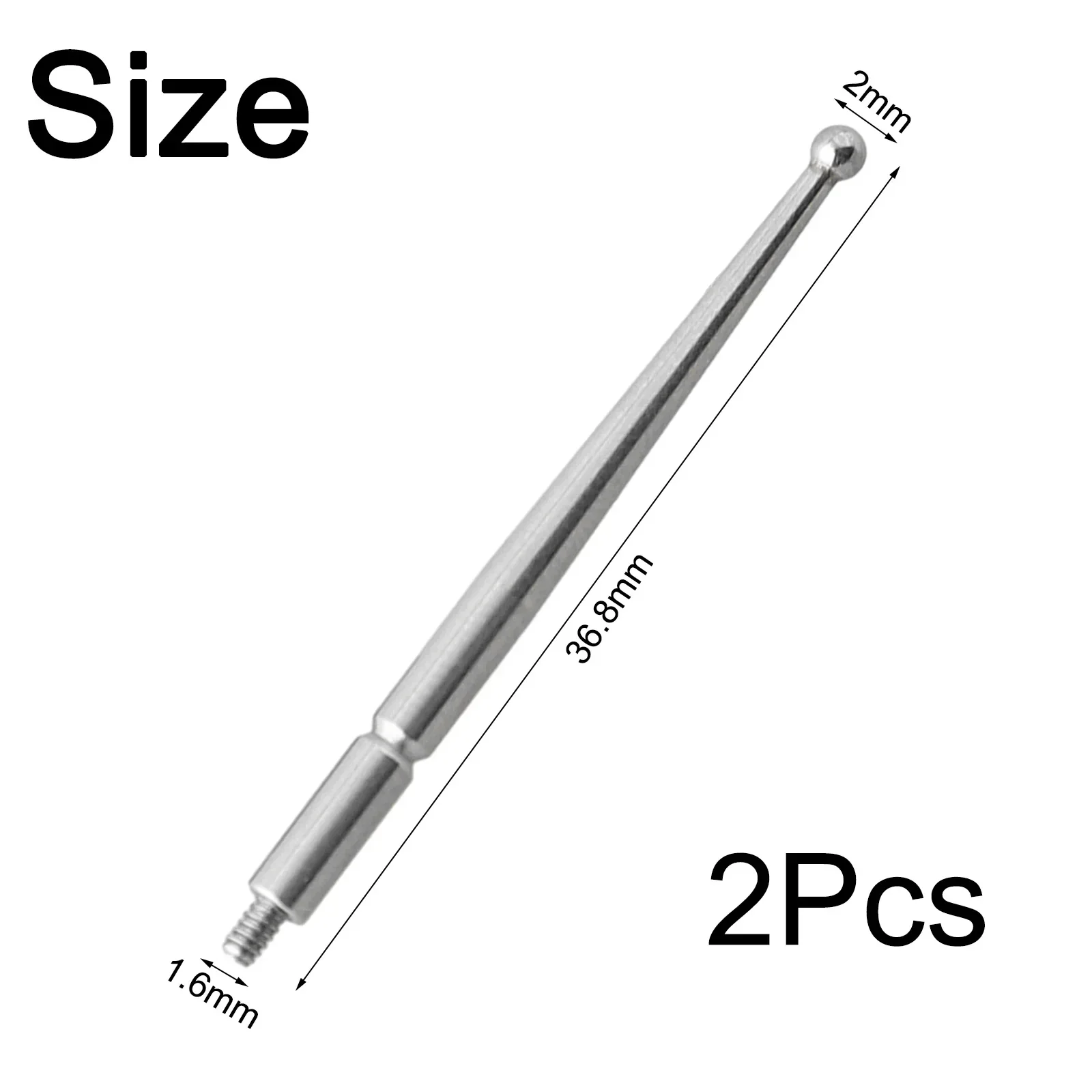 2X Contact Points For Dial Test Indicator D:2mm Carbide Ball L:36.8mm M1.6Thread CNC Metalworking Industrial Supplies Parts