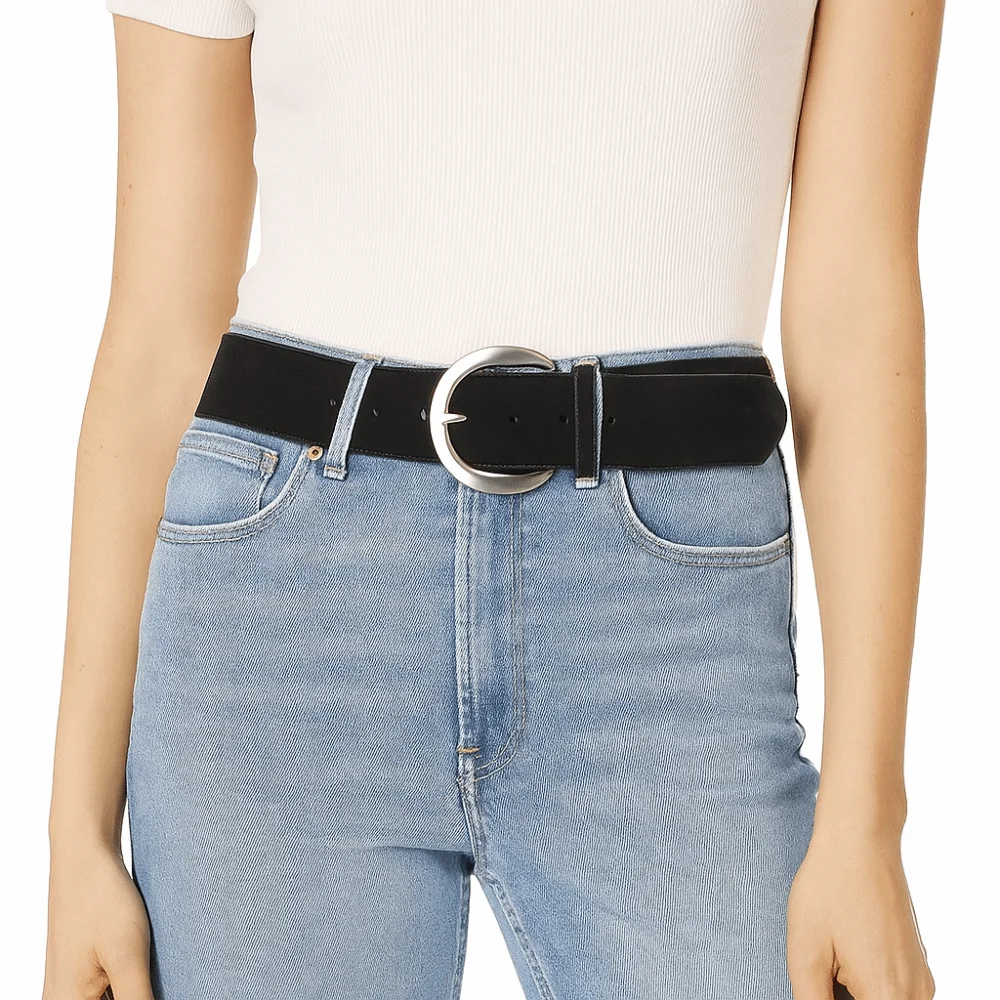 Fashion Suede Women Wide Belt Metal Buckle Jeans Girdle Leather Waistband Rivet Western Cowboy Belt Women