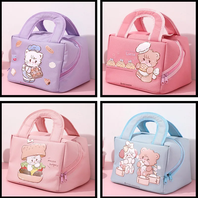 

Студенческая сумка для хранения Mikko Cute Cartoon Lunch Box Bag Большая вместительная изолированная сумка-тоут Сумка Bento Студенческая сумка для обеда Start Of Scho